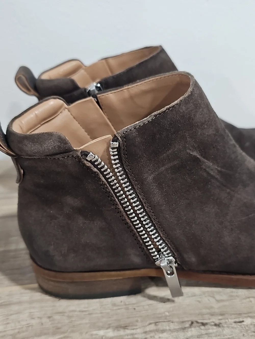 Franco Sarto Leather Brown Suede Ankle Boots Size 6 M